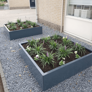 Gepoedercoat staal plantenbak Miami 120x120x40 cm ( RAL7016 )