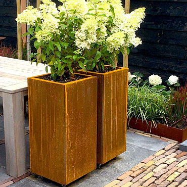 Cortenstaal plantenbak Miami 40x40x60 cm