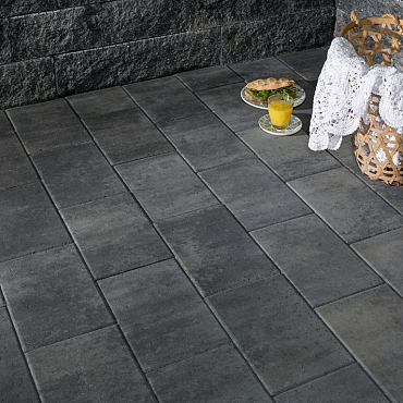 Straksteen 20x30x6 cm grijs/zwart