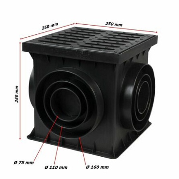 Tuin Drain Afvoerput 25x25x25cm Zwart