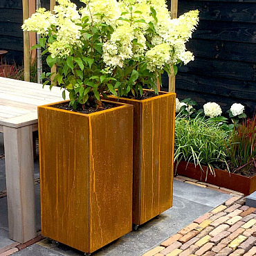 Cortenstaal plantenbak Miami 40x40x80 cm