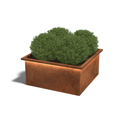 Cortenstaal gelaste plantenbak Alabama met Led 100x100x50 cm