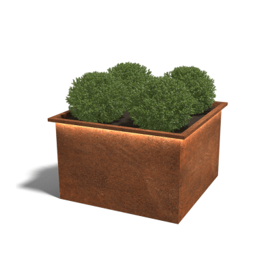Cortenstaal gelaste plantenbak Alabama met Led 120x120x80 cm