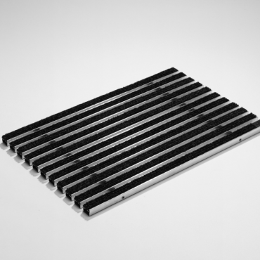 Schoonloopmat aluminium met tapijtstroken antraciet 75x50x2cm