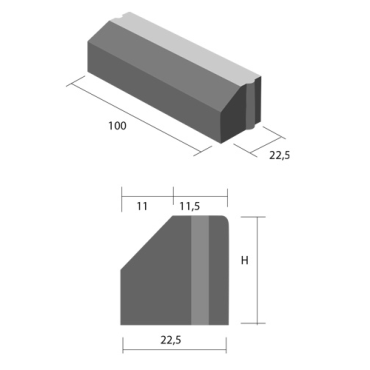 RWS band 11,5/22,5x25x100 cm grijs
