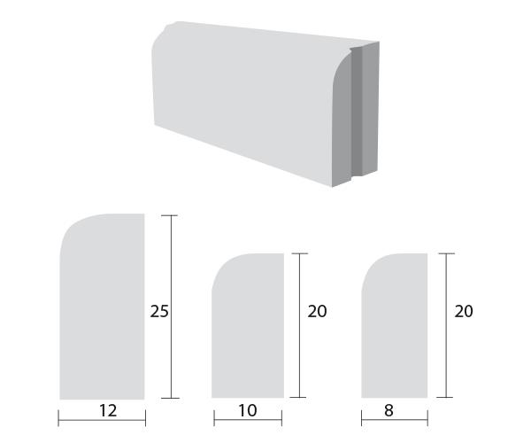 Gazonbanden 10x20x100 cm grijs