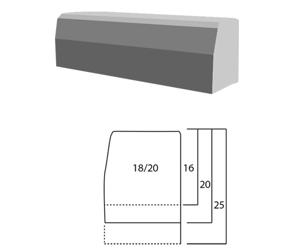Trottoirband 18/20x25x100 cm grijs