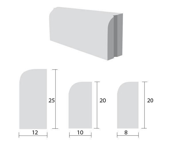 Gazonbanden 10x20x100 cm grijs