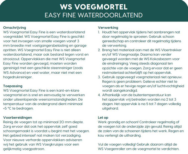WS Voegmortel Easy Fine Diep Zwart 15kg *