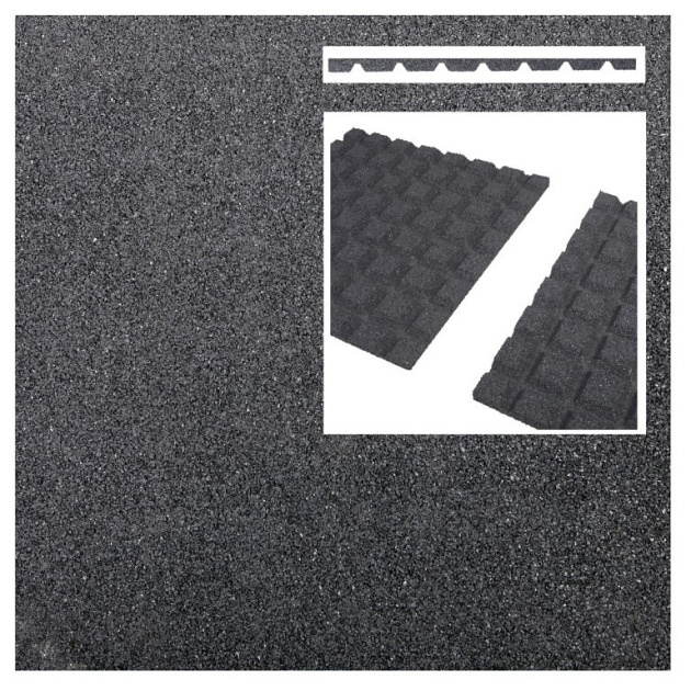 Rubbertegel 50x50x2,5 cm zwart (valhoogte 87cm)
