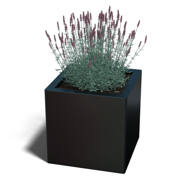 Gepoedercoat staal plantenbak Miami 30x30x60 cm ( RAL9005 )