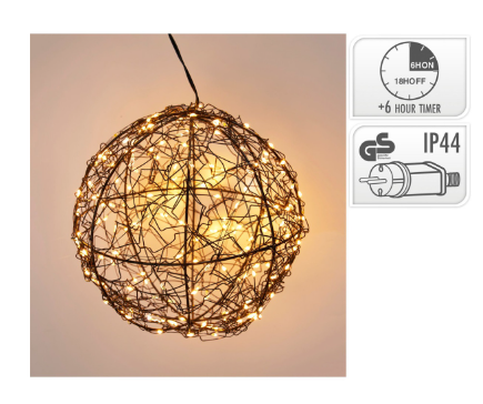 Bal zwart 18 cm LED