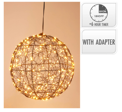 Bal zwart 25 cm LED