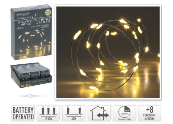 Zilverdraad verlichting 40 LED voor buiten